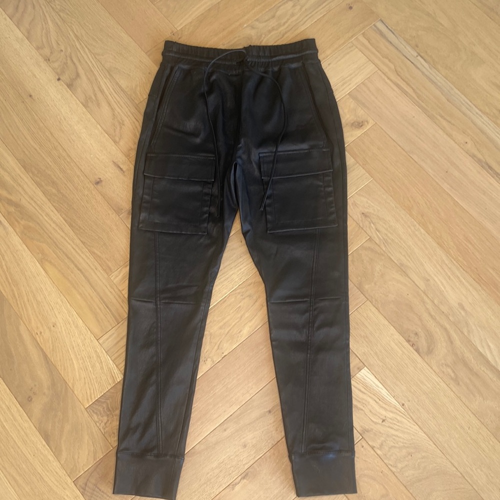Manning Cartell Leather Drawstring Joggers - Cargo Pants black - USA size 4 - Picture 2 of 10